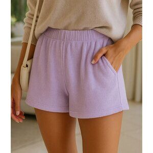 Aerie Waffle Knit Lounge Shorts Lilac Pastel Cozy Stretchy Boho